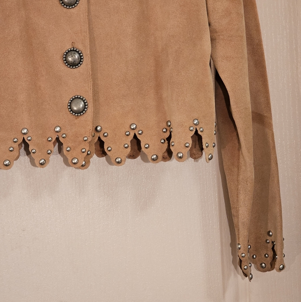 Double D Ranchwear 100% Calf Suede Western Jacket Studded XS - Picture 4 of 9